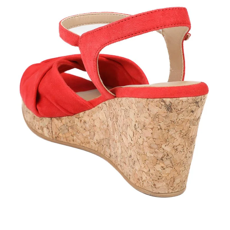 Iva Leather Wedge Heel Sandals - IVA / 328 917 - Red