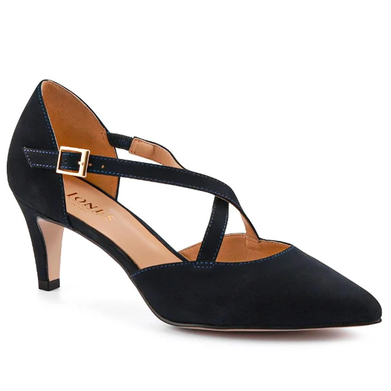 YSA Wide Fit Leather Stilettos - YSAWIDE / 330 274 - Navy Nubuck