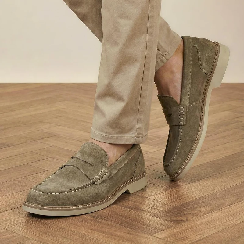 Ryland Wide Fit Leather Loafers - RYLAND / 329 187 - Taupe Suede
