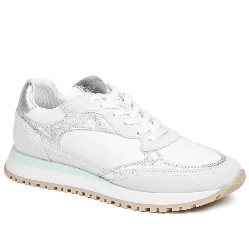 Asha Leather Wedge Trainers - ASHA / 329 137 - White Metallic
