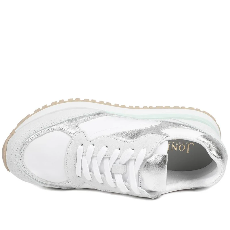 Asha Leather Wedge Trainers - ASHA / 329 137 - White Metallic