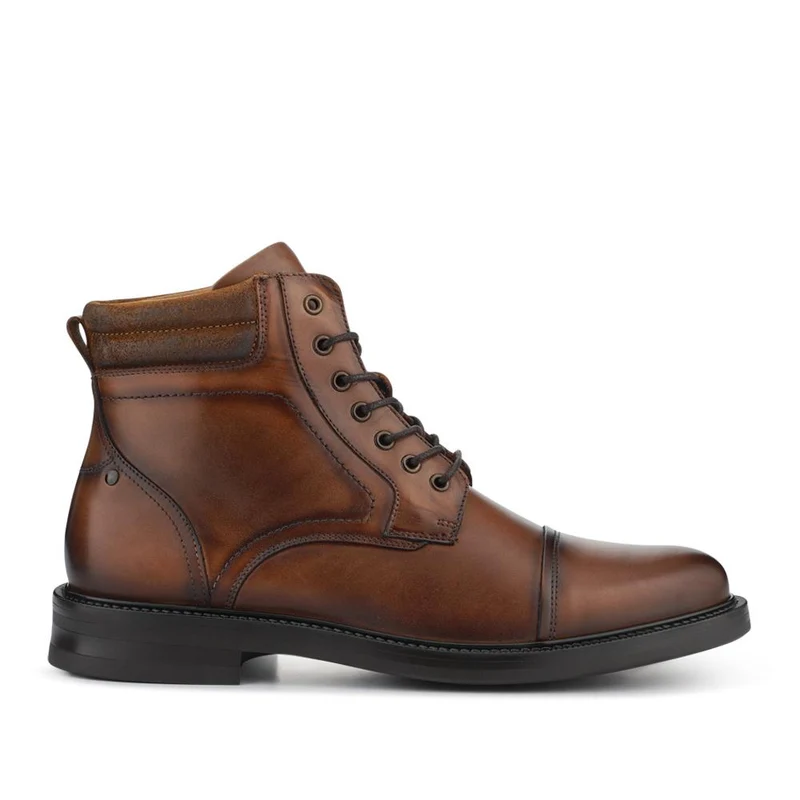 Eugene Leather Lace-Up Boots With Padded Cuff - EUGENE / 328 502