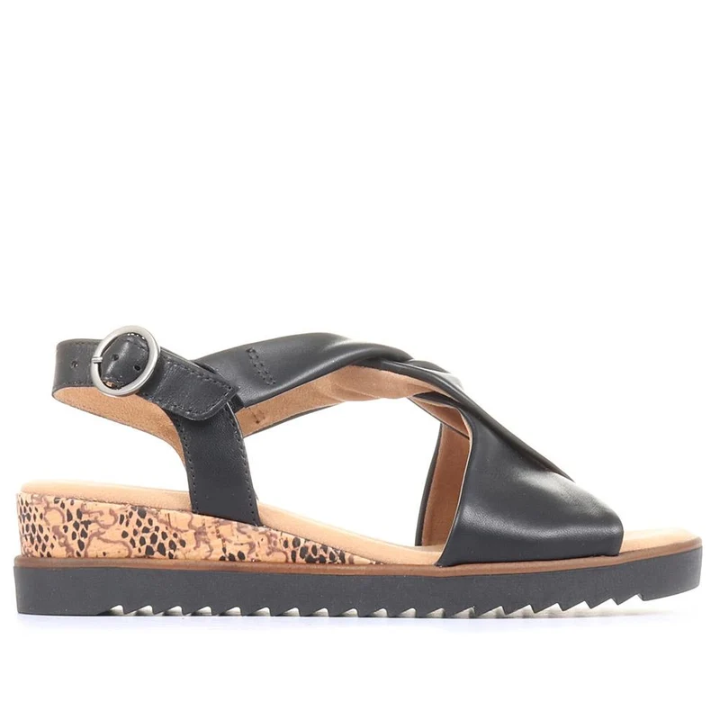 Rich Wide Fit Leather Twist-Front Sandals - GAB31514 / 317 898