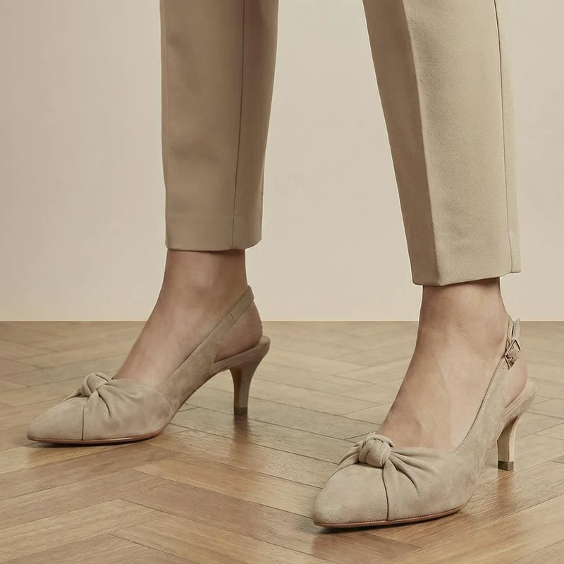 Zie Leather Bow Detailed Slingback Sandals - ZIA / 328 978 - Sand