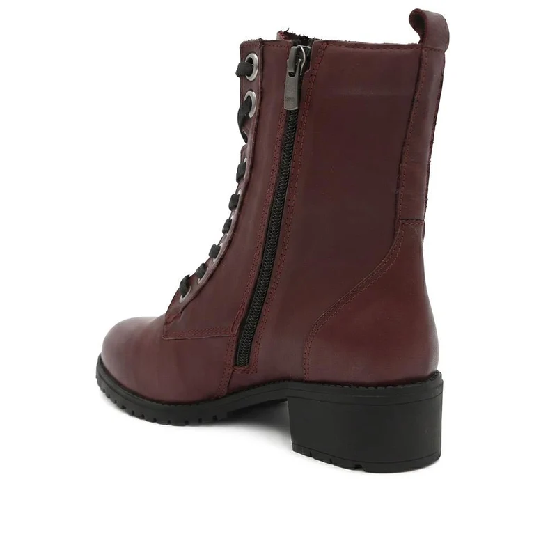 Maura Leather Block Heel Boots - MAURA / 328 026 - Burgundy