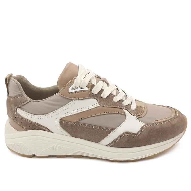 Azelia Leather Lace Up Trainers - AZELIA / 329 810 - Beige
