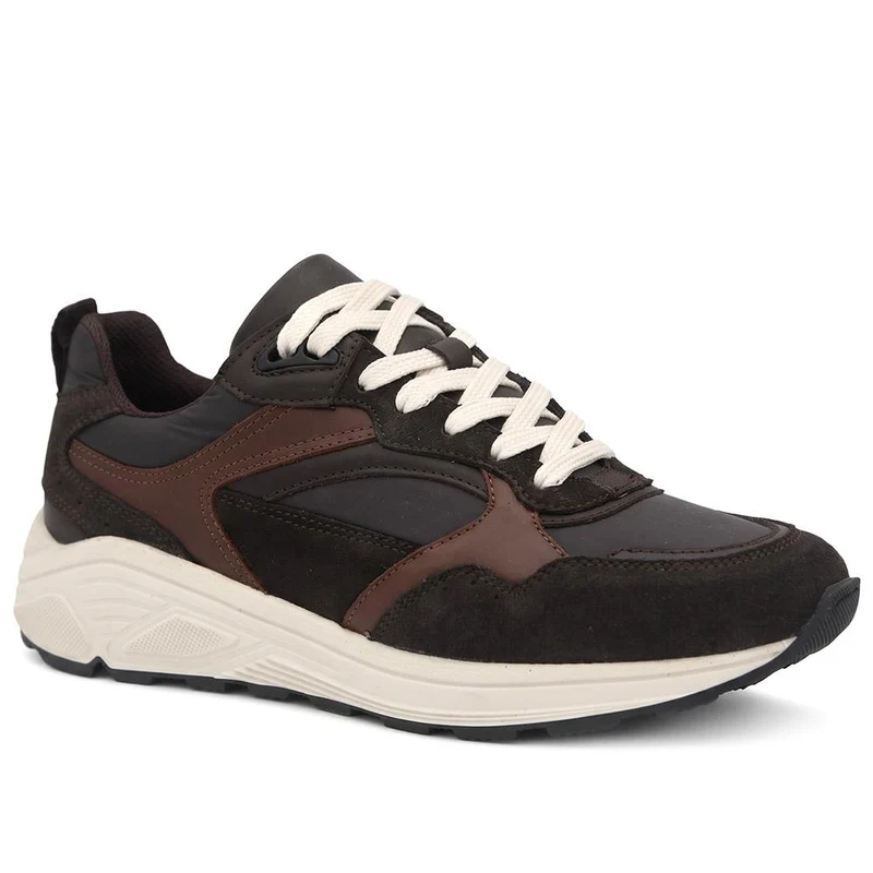 Azelia Leather Lace Up Trainers - AZELIA / 329 810 - Chocolate
