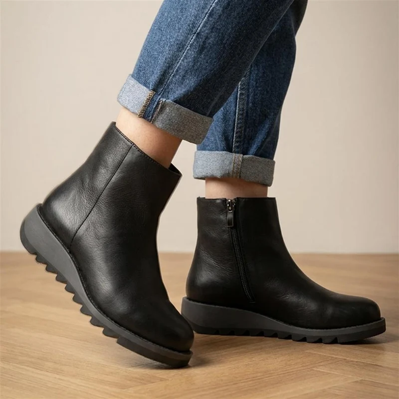 Marianne2 Leather Chunky Ankle Boots - MARIANNE2 / 329 732 - Black