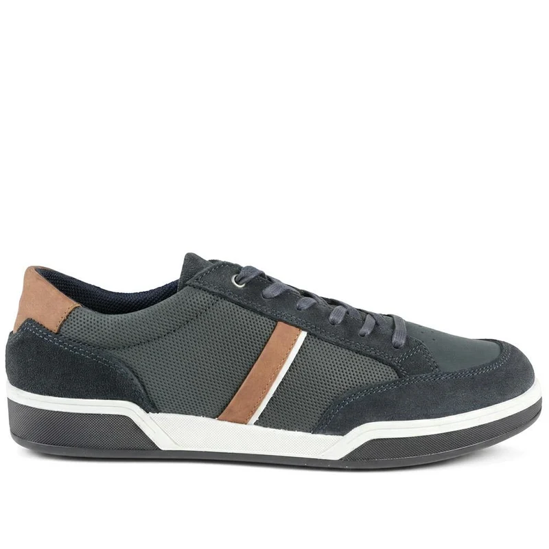 Salvator Wide Fit Leather Trainers - SALVATOR / 329 185 - Navy