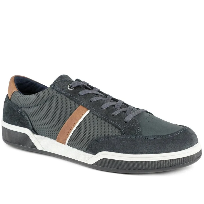 Salvator Wide Fit Leather Trainers - SALVATOR / 329 185 - Navy