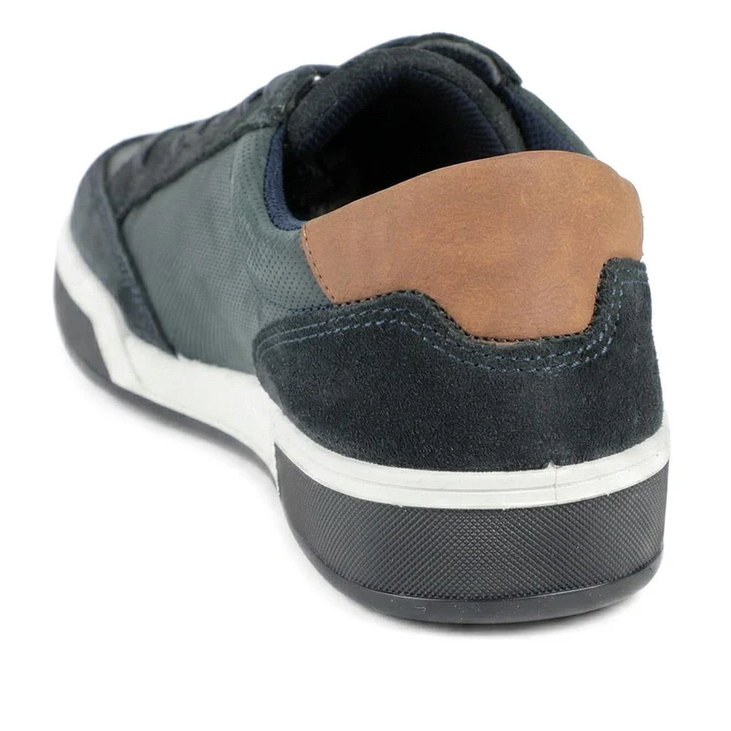 Salvator Wide Fit Leather Trainers - SALVATOR / 329 185 - Navy