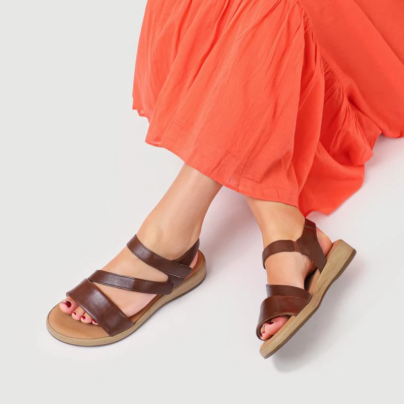 Oporto Gabor Leather Touch-Fasten Sandals - GAB41522 / 327 028 - Brown