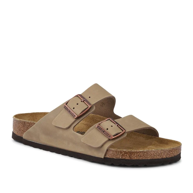 Leather Dual-Buckle Mule Sandals - BIRK41031 / 327 125 - Tobacco