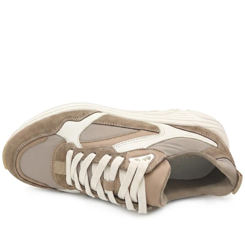 Azelia Leather Lace Up Trainers - AZELIA / 329 810 - Beige