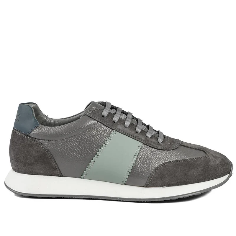 Silvio Leather & Suede Low-Top Trainer - SILVIO / 329 066 - Grey Suede