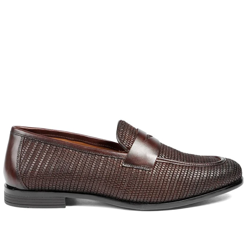 Rogelio Smart Leather Woven Penny Loafers - ROGELIO / 328 855 - Brown