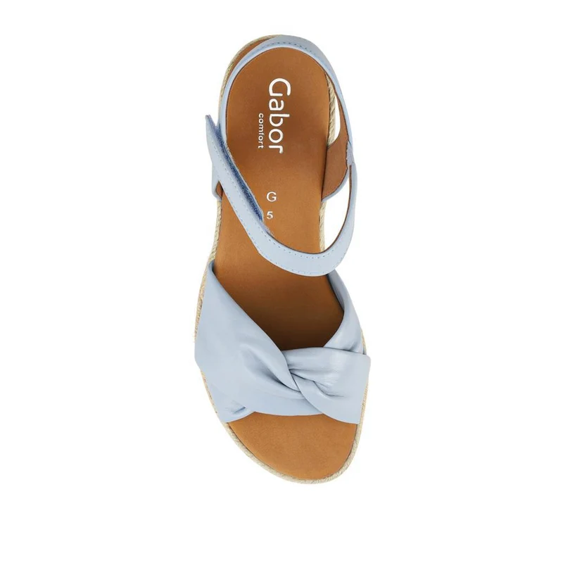 Moon Gabor Leather Wedge-Heel Espadrilles - GAB41505 / 326 987 - Pale Blue Leather