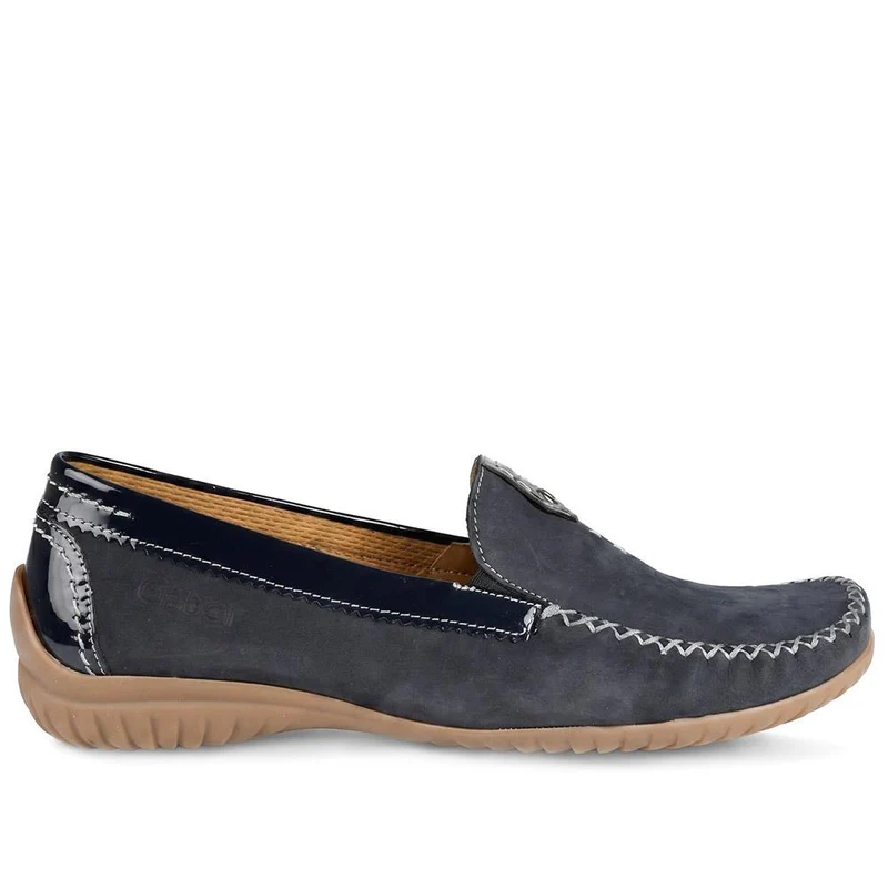 Leather Stitched-Detail Loafers - GAB41531 / 327 037 - Navy