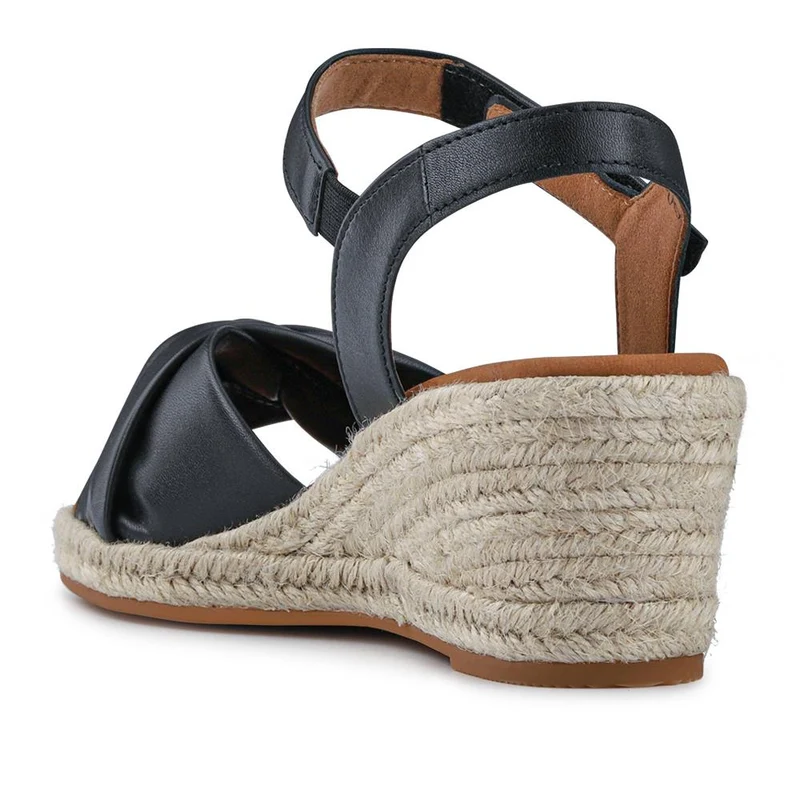 Moon Gabor Leather Wedge-Heel Espadrilles - GAB41505 / 326 987 - Black