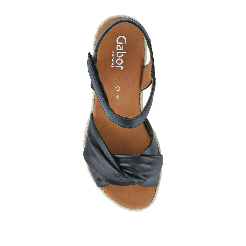 Moon Gabor Leather Wedge-Heel Espadrilles - GAB41505 / 326 987 - Black