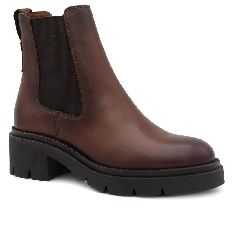 Kaiya Chunky Leather Chelsea Boots - KAIYA / 328 084 - Brown Leather