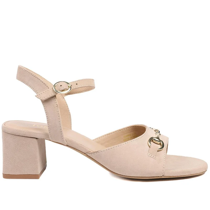 Gianna Leather Mid Block Heel Sandals - GIANNA2 / 329 092