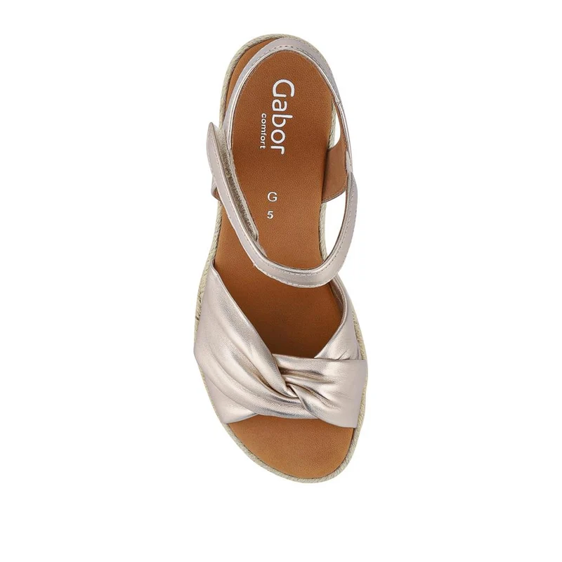 Moon Gabor Leather Wedge-Heel Espadrilles - GAB41505 / 326 987 - Metallic