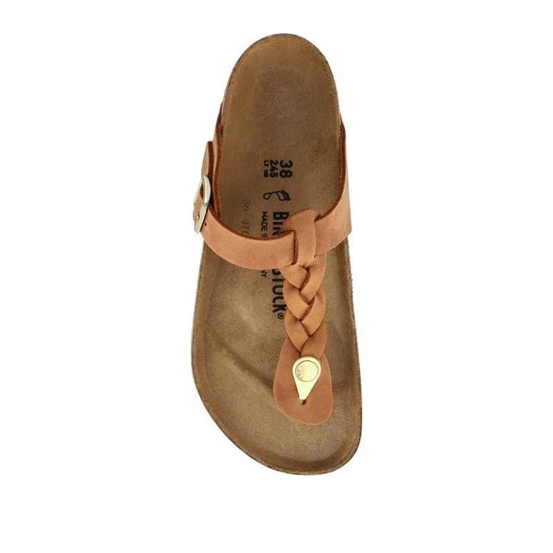 Gizeh Braided Soft Footbed Sandals - BIRK41514 / 327 127 - Cognac