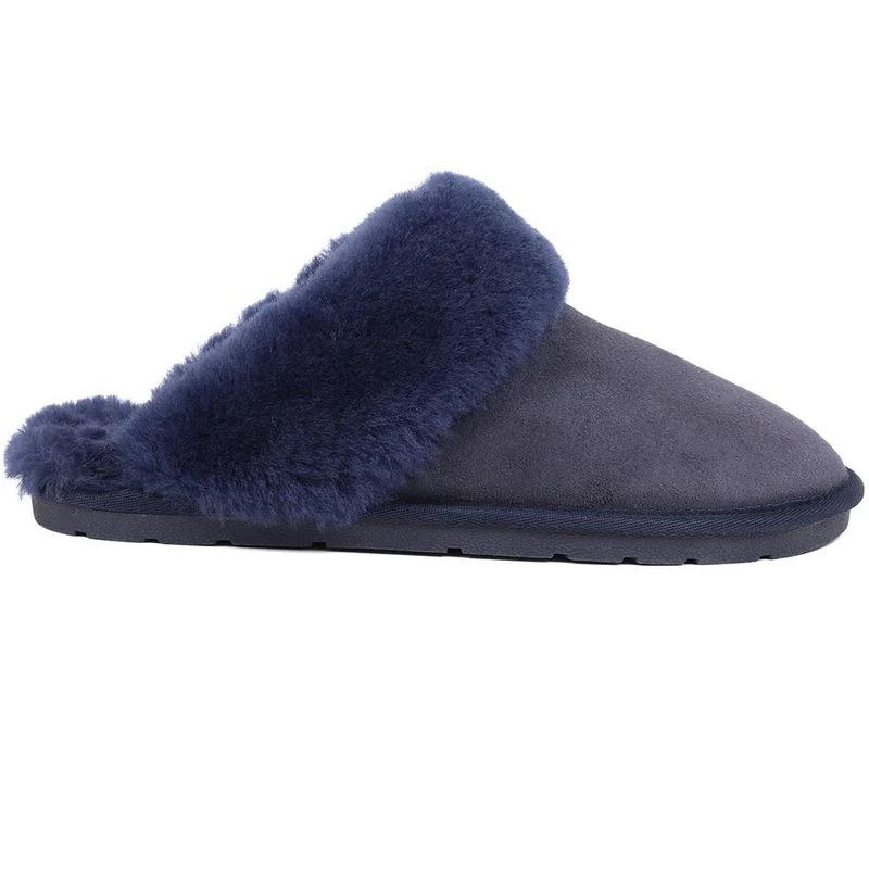 Bella-Rose Sheepskin Mule Slippers - BELLA-ROSE / 319 378 - Navy