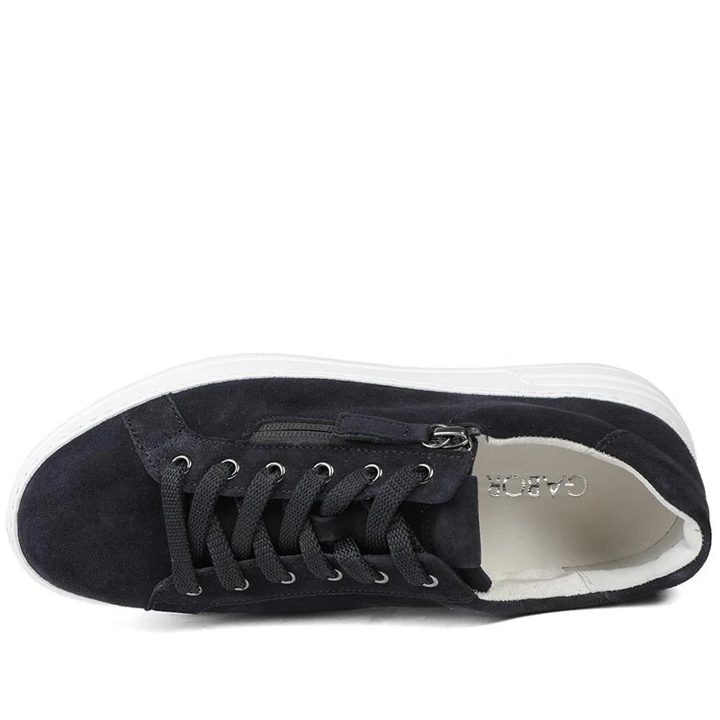 Gabor Kara Wide Fit Leather Zipped Trainers - GAB43508 / 328 759 - Navy