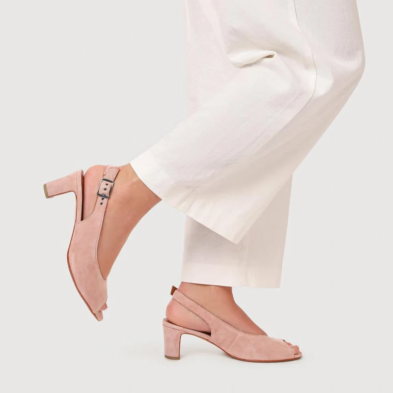 Xiomara Leather Slingback Court Shoes - XIOMARA / 327 552 - Blush Suede