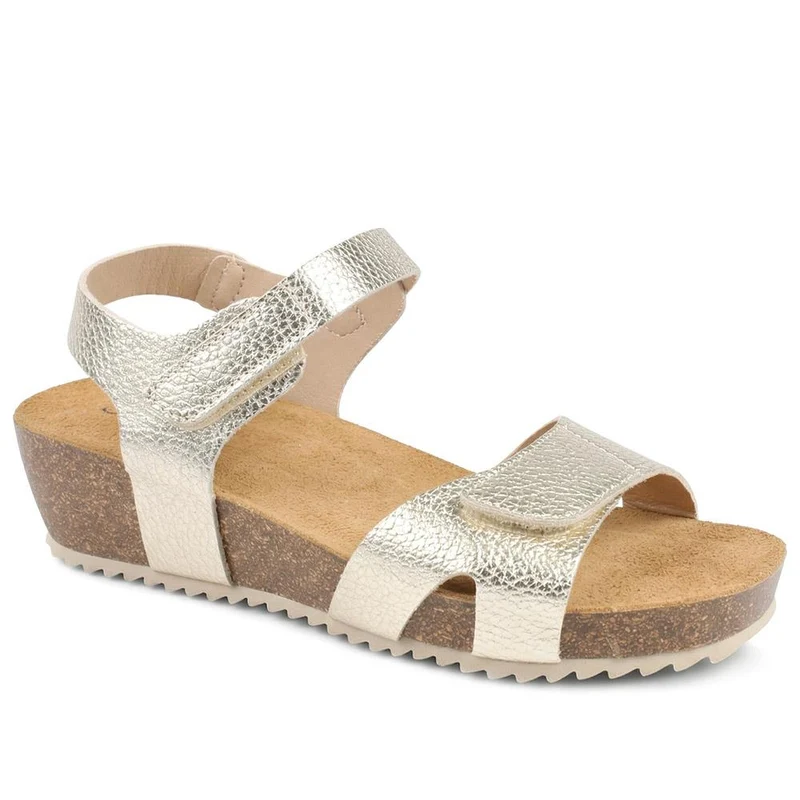 Joanie Wide Fit Leather Sandals - JOANIEWIDE / 329 464 - Gold