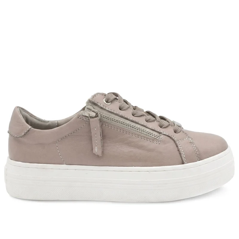 Amaliadawide Wide Fit Leather Platform Trainers - AMALIADAWIDE / 329 929 - Stone