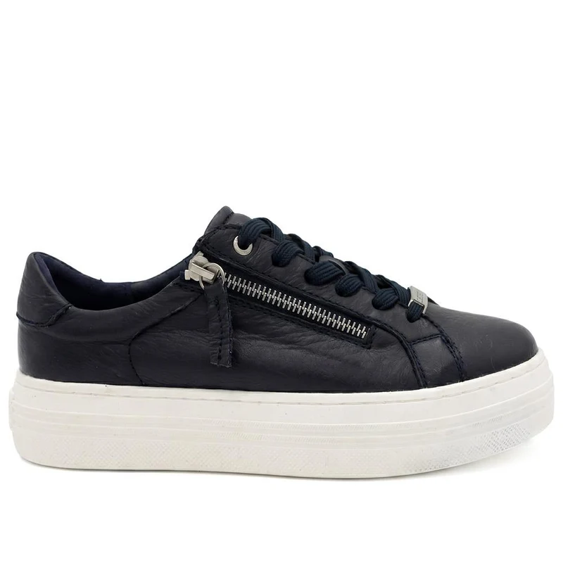Amaliadawide Wide Fit Leather Platform Trainers - AMALIADAWIDE / 329 929 - Navy