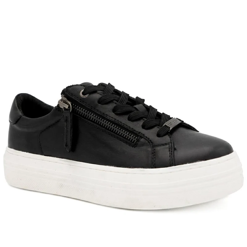 Amaliadawide Wide Fit Leather Platform Trainers - AMALIADAWIDE / 329 929 - Black