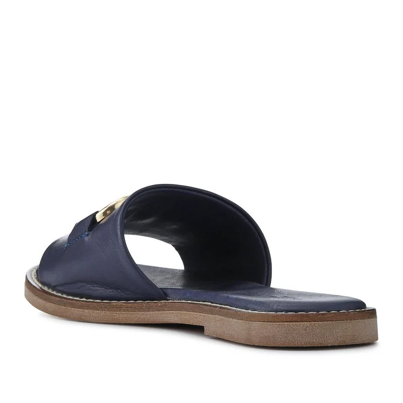 Emillina Leather Buckle Mule Sandals - EMILLINA / 323 646 - Navy