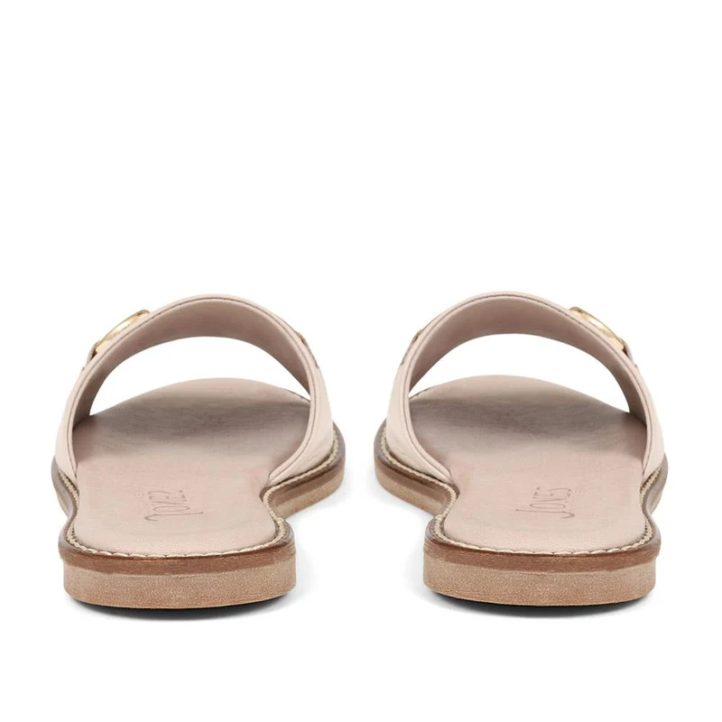 Emillina Leather Buckle Mule Sandals - EMILLINA / 323 646 - Taupe