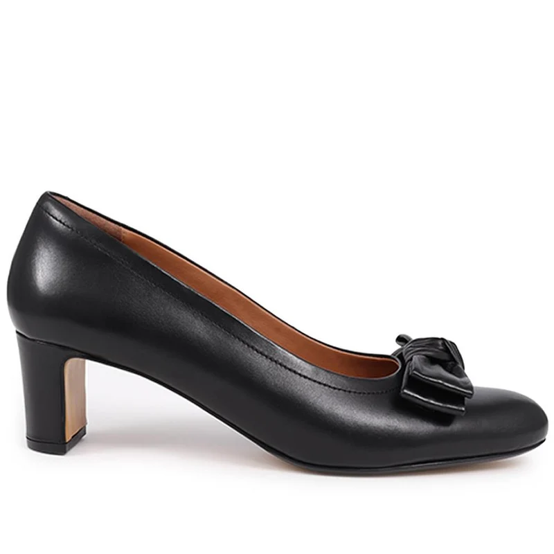 Zelda Bow Detail Court Shoes - ZELDA / 323 596 - Black Leather