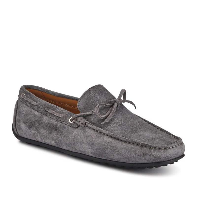 Plymouth Leather Moccasins - PLYMOUTH / 325 094 - Grey Suede