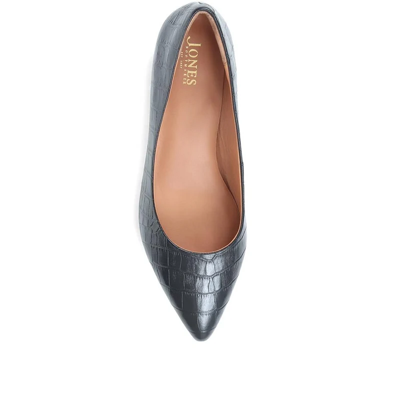 Sunstone Leather Court Shoes - SUNSTONE / 323 599 - Black Croc