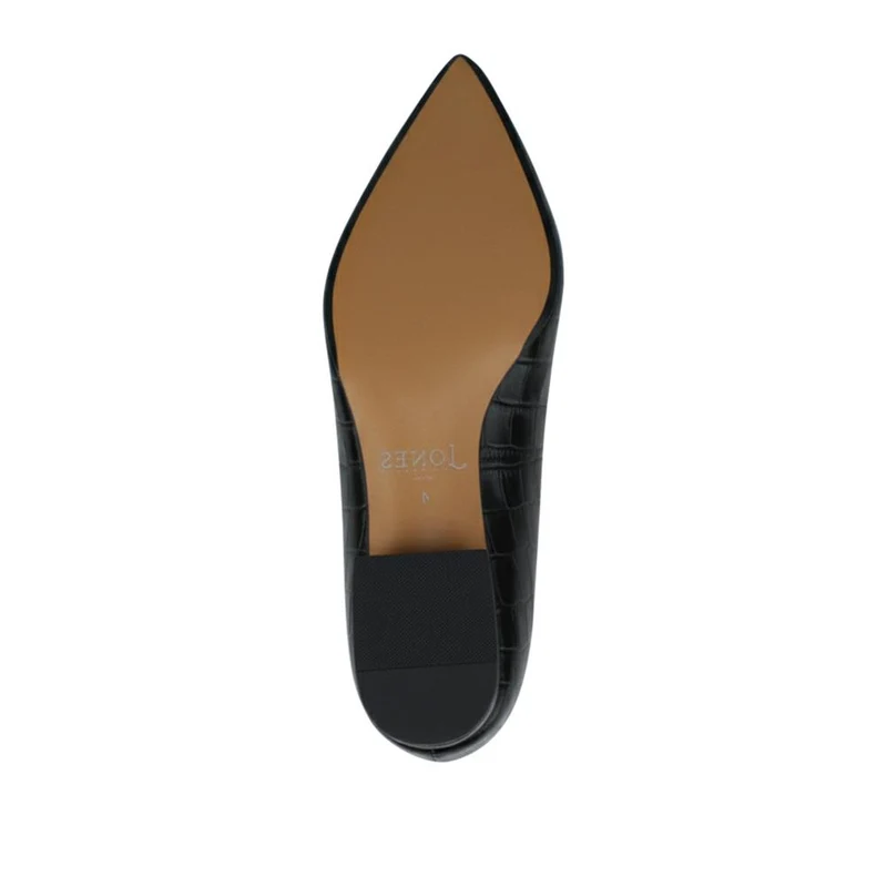 Sunstone Leather Court Shoes - SUNSTONE / 323 599 - Black Croc