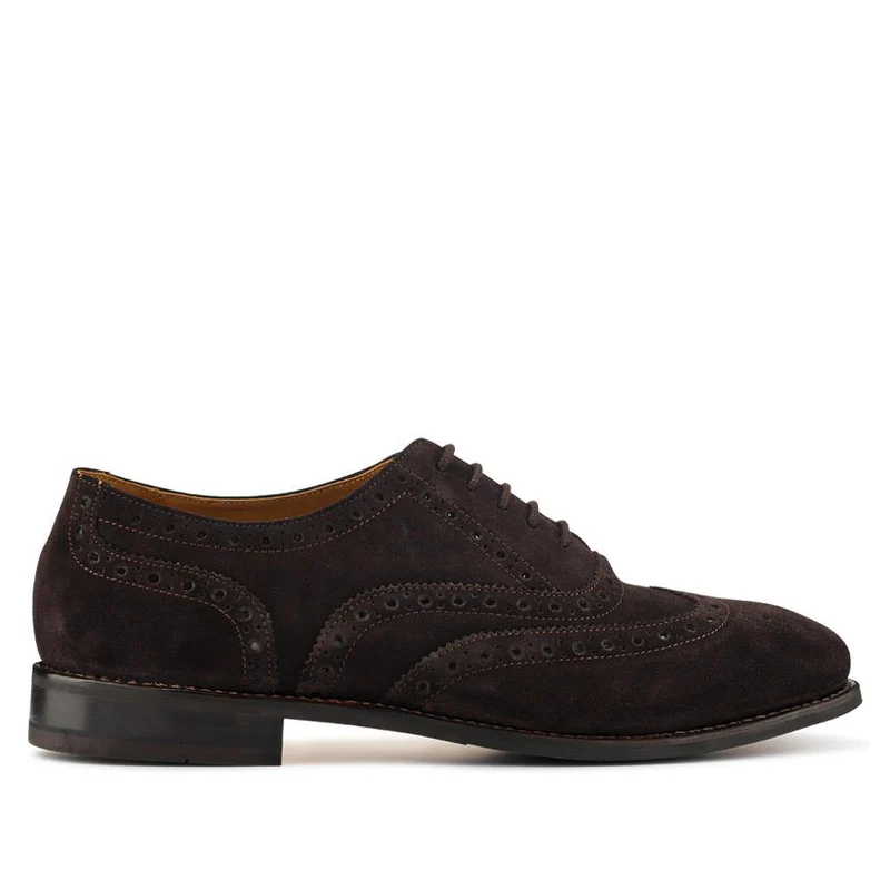 Braxton Leather Brogues - BRAXTON / 326 034 - Dark Brown Suede