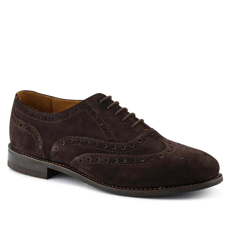 Braxton Leather Brogues - BRAXTON / 326 034 - Dark Brown Suede