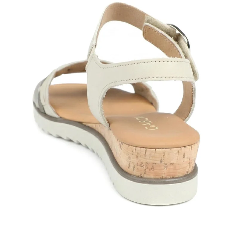 Gabor Revo Wide Fit Leather Adjustable Sandals - GAB43526 / 328 871 - Beige
