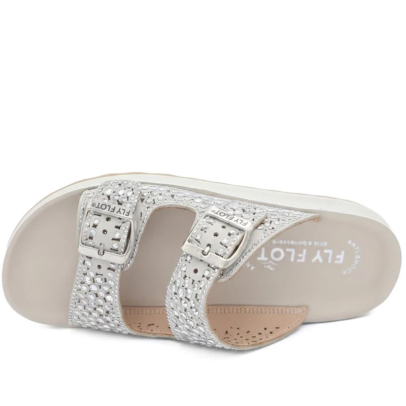 Fly Flot Dual Buckle Cushioned Sandals - FLY43020 / 328 644 - Light Grey