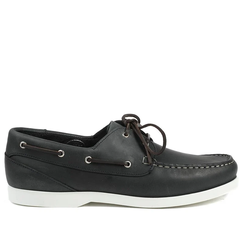 Parsons Wide Fit Leather Boat Shoes - PARSONSWIDE / 328 811 - Navy