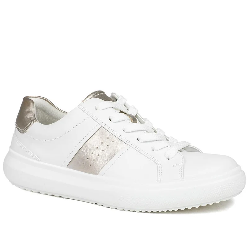 Gabor Jade Leather Lace Up Trainers - GAB43515 / 328 860 - WHITE-PEWTER