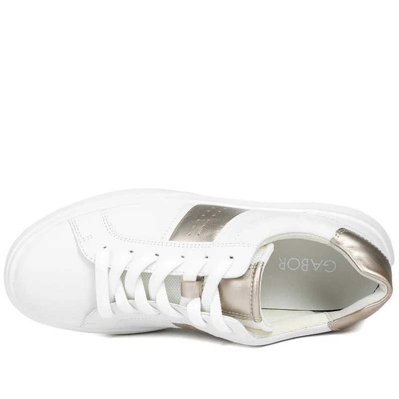 Gabor Jade Leather Lace Up Trainers - GAB43515 / 328 860 - WHITE-PEWTER