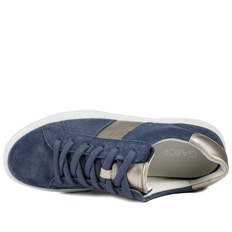 Gabor Jade Leather Lace Up Trainers - GAB43515 / 328 860 - Navy-Pewter