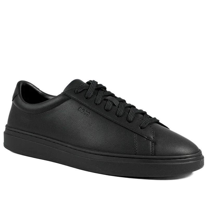 Boss Leather Lace Up Trainers - HUGO42501 / 327 809 - Black-Black